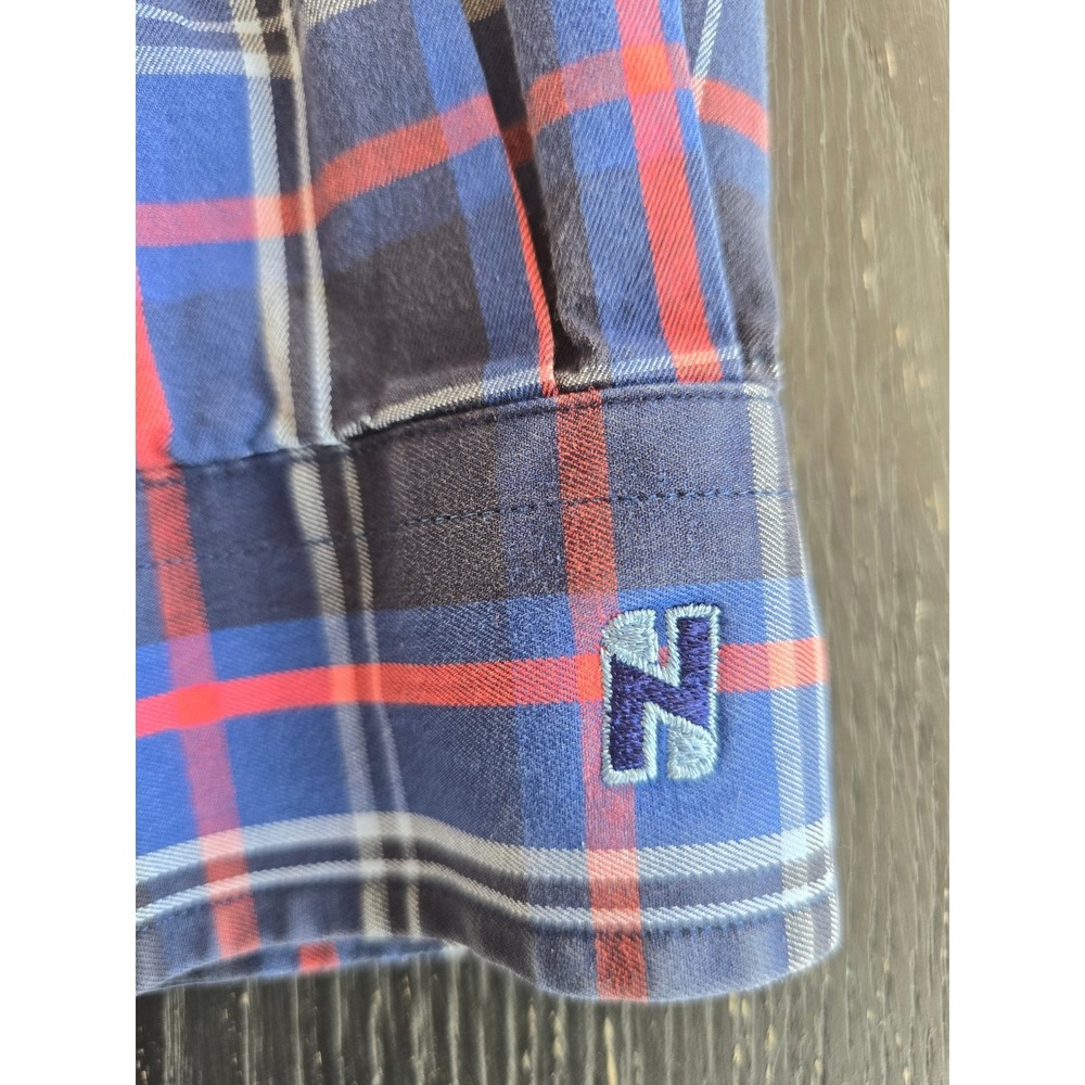 FootJoy FJ 1857 Mens Large Navy‎ Blue Red Plaid Long Sleeve Button Down Shirt - Picture 4 of 6